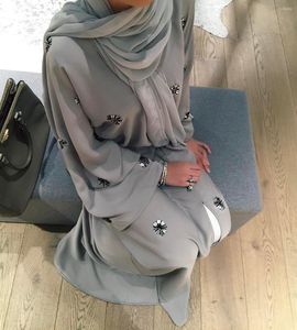Vêtements ethniques islamique perles diamant dubaï caftan Kimono Robe robes prière Ramadan femmes musulmanes arabe ouvert Abaya