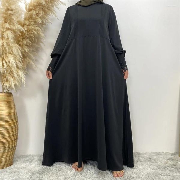 Vêtements ethniques Robes islamiques Musulman Abaya pour femmes Front Zipper Turquie Party Dentelle Longue Robe de prière Dubaï Modeste Robe Ramadan Kimono