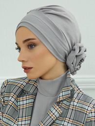 Vêtements ethniques Chapeau islamique Hijabs pour femme Trendy Fleur Foulard Undercap Bonnet Femmes Musulman Turban Dames Head Wrap Bandana Skullcap