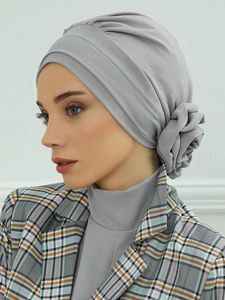 Ropa étnica Sombrero islámico Hijabs para mujer Flor de moda Pañuelo Undercap Bonnet Mujeres Musulmanes Turbante Damas Head Wrap Bandana Skullcap