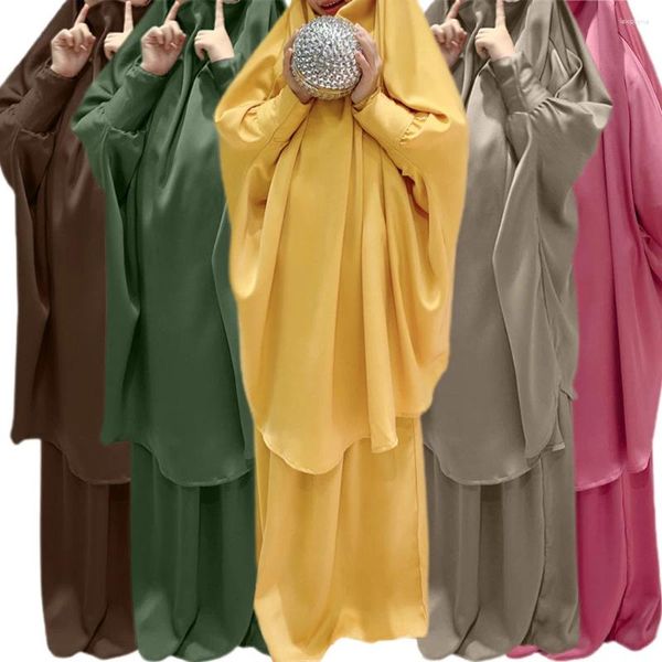 Ropa étnica Vestido islámico Hijab 2 piezas Conjunto Khimar Caftan Niños Niñas Musulmanes Oración Ropa Niños Niqab Burqa Kaftan Abaya Robe