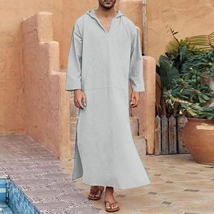 Vêtements ethniques Islamique Jubba Thobe Robe à manches longues Chemises Sweats à capuche Saoudien Kaftan Hombre Hommes musulmans Abaya
