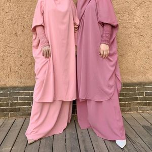 Etnische kleding Islamitische Khimar Kaftan Niqab Boerka Abaya Gewaad 2-delige set Gebedskledingstuk Moslim Volledige dekking Jurk Eid Ramadan Overhead Jurk