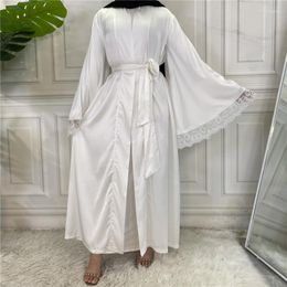 Vêtements ethniques Islamique Musulman Pour Femmes Maxi Robe Moyen-Orient Ramadan Dentelle Couture Conception Abaya Dubaï Kimono Caftan Turc Djellaba