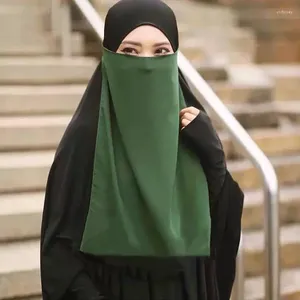 Vêtements ethniques Islamique Une couche Niqab Hijab Modeste Couverture du visage Foulard Ramadan Musulman Plaine Arabe Dames Voile Chapeaux Noir Couvre-chef