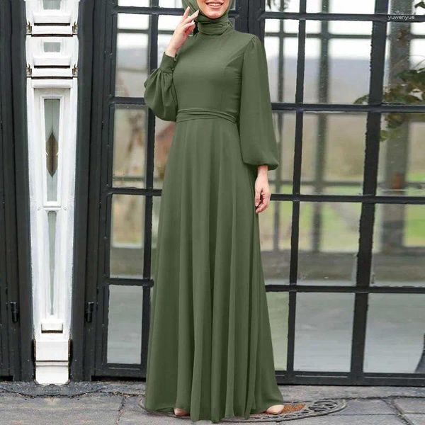 Vêtements ethniques Robe de bal islamique Produits fiscaux Turquie Kaftan Robe surdimensionnée à manches longues Robe de couleur unie Col montant Musulman Maxi Robes pour