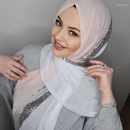 Vêtements ethniques Sequins islamiques Turban Abaya Hijab mousseline Hijabs pour femme Abayas Femmes Jersey Scarpe Musulman Robe Turbans Head Instant