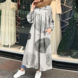 Etnische kleding islamitische stijl plus size print jurk mode moslim vrouwen lange rok ramadan marokko kostuum Spaanse moskee feest