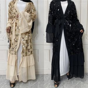 Vêtements ethniques femmes islamiques Caftan robes marocaines Djelaba ouvert Abaya dubaï Kimono turc Cardigan Ramadan Eid musulman Hijab robes