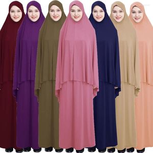 Vêtements ethniques Islmaic musulman Abaya 2 pièces Set Khimar Abayas Robe Tops Jirt Arab Prayer Goment Femmes Hijab Kaftan Modest Caftan Robe