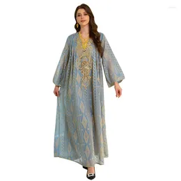 Vêtements ethniques Jalabiya Abaya Robe arabe musulmane Robes de broderie perlées Paillettes Manches longues Soirée de luxe Robes de soirée du Moyen-Orient