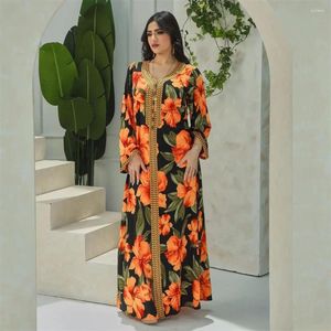 Etnische kleding Jalabiya Kaftan 2024 Modeprint Abaya Moslim Lange Maxi Jurk Turkije Dubai Arabische Kaftan Islam Eid Feestjurk Marokko