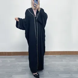 Etnische kleding Jalabiya voor vrouwen Midden -Oosten Dubai Collage Lace los plus size vest -gewaad Abaya Femme Musulman