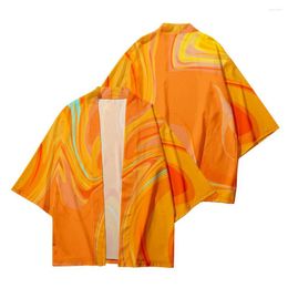 Vêtements ethniques Japon Adulte Yukata Kimono Top Imprimer Été Manches Courtes Oversize Samurai Haori Cardigan Style Asiatique Streetwear Shirt