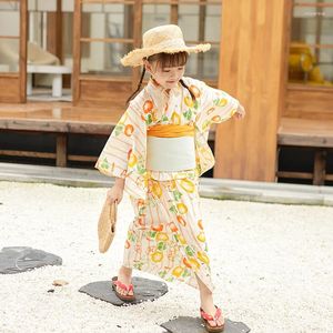 Vêtements ethniques Japon Style Enfants Traditionnel Kimono Coton Floral Prints Fille Mignonne Robe D'été Performance Porter Cosplay