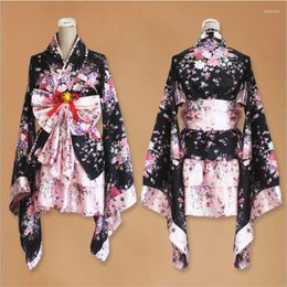 Vêtements ethniques Japon Style Femmes Kimono Sakura Imprimé Lolita Rose Jupes Courtes Maid Anime Cosplay Costume Geisha Performance Fantaisie