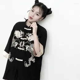 Etnische kleding Japanse Harajuku Kimono gewaden punk Gothic Style Jackets Zen Tang Suit vrouwen Chinese retro casual Qipao Tops