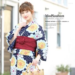 Vêtements ethniques Kimono japonais Peignoir Femme Style traditionnel Coton tissé Tourisme Po