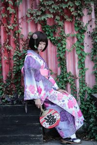 Vêtements ethniques Kimono japonais Cosplay2023 Mode Style rétro dégradé imprimé floral ceinture violette tempérament élégant robe traditionnelle