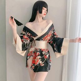 Vêtements ethniques Robe kimono japonaise pour femmes Cardigan Sexy Floral Print Yukata Asiatique Obi Vêtements de nuit Traditionnel Geisha Robe Vintage