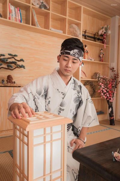 Vêtements ethniques Japonais Kimono Hommes Formel Yukata Gentleman Costume Samurai Costumes pour Cosplay Feuille de Raisin