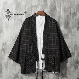 Vêtements ethniques Japonais Kimono rétro réseau yukata manteau t-shirts japon manches longues Haori Cardigan Top Shirt Asian Traditional Robe