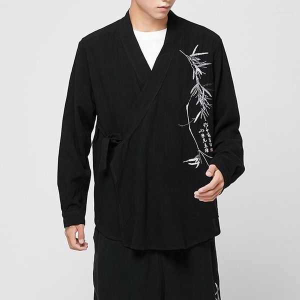 Vêtements ethniques Kimono japonais Robes Broderie traditionnelle Haori Cardigan Vêtements asiatiques Samurai Yukata Hommes Vestes Hip Hop Streetwear