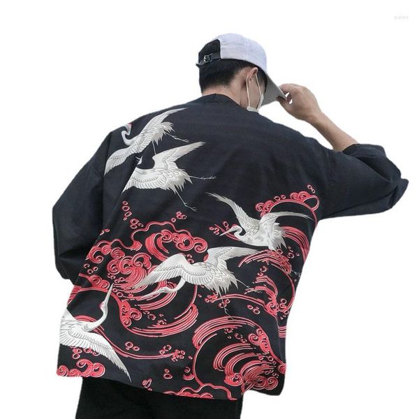 Ropa étnica Kimono japonés tradicional hombres Yukata hombre samurái disfraz Cosplay Guerrero Haori G005