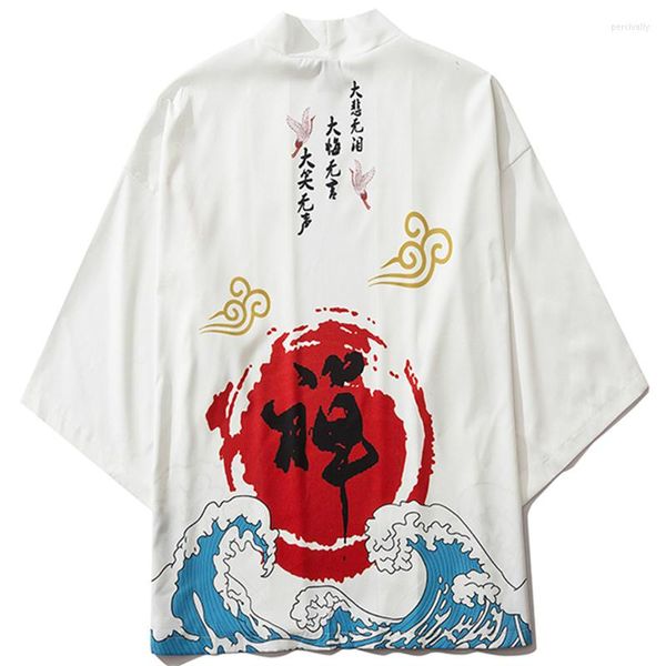 Ropa étnica Kimono japonés Blanco Tradicional Yukata Cardigan Hombres Playa Ropa Asiática Delgada Japón Mujeres Moda Camisa Casual