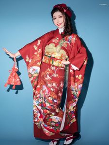 Vêtements ethniques Kimono japonais avec ceinture Robe formelle Manches vibrantes Traditionnelle 160cm Longueur Vêtements Long Costume pour Po Shoot