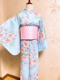 Vêtements ethniques Kimono japonais avec sabots Obi Femme Tissu de style traditionnel Rétro Po Pographie Yukata Halloween Cosplay Robe de filles