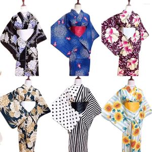 Etnische kleding Japanse kimono met Obi vrouwelijke traditionele stijl katoen retro Po Pography Yukata Halloween cosplay meisjesjurk