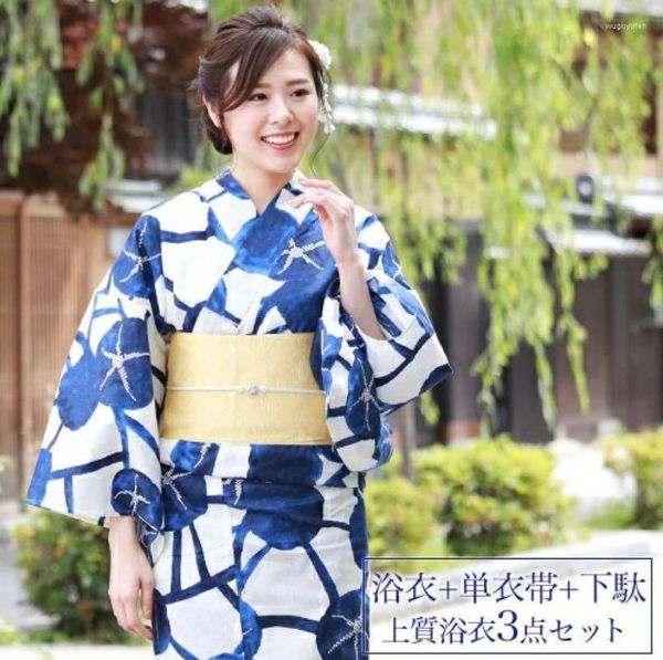 Vêtements ethniques Kimono japonais Yukata Style traditionnel pour femmes Tissu en coton pur Tourisme Po Peignoir