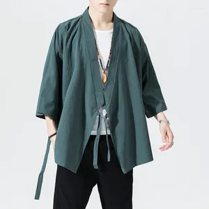 Vêtements ethniques Men japonais Cardigan Samurai Samurai traditionnel Strewear Yukata Male Haori Kimono