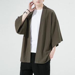 Vêtements ethniques Cardigan japonais pour hommes, kimono traditionnel samouraï, streetwear Yukata, chemise ample, protection solaire