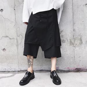 Vêtements ethniques Pantalons japonais pour hommes Bermuda Shorts Loose Black Gothic Wide Leg Pantalons Harajuku Fashion Streetwear Samurai Style Plus