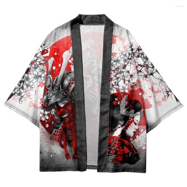 Vêtements ethniques japonais samouraï beauté imprimé Cardigan femmes hommes Harajuku Kimono Cosplay Blouse plage Yukata asiatique