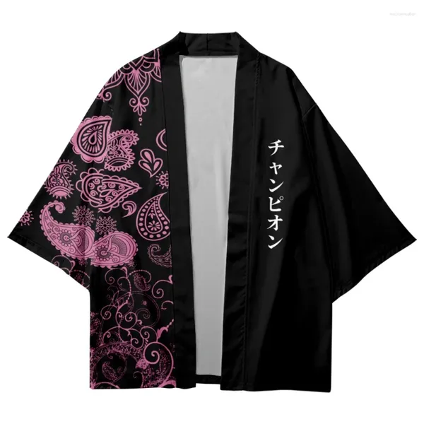 Ropa étnica Samurai japonés Cardigan Patchwork Anacardo Estampado de gran tamaño Haori Mujeres Hombres Harajuku Kimono Cosplay Tops Blusa Yukata