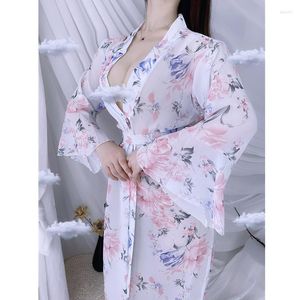 Vêtements ethniques japonais Sexy Kimono femmes Style asiatique mode Homewear décontracté impression florale pyjama dames lâche tentation vêtements