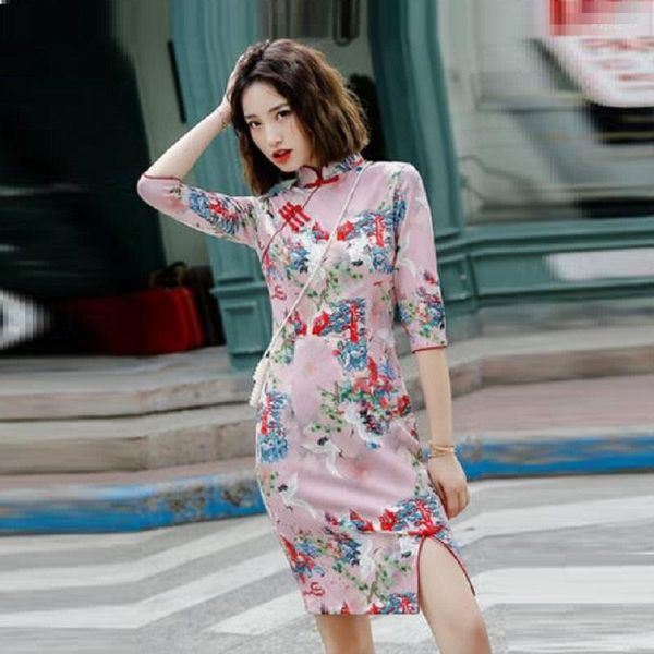 Vêtements ethniques Streetwear japonais femmes vêtements asiatiques Midi robes chinoises élégantes Cheongsam Qipao Ao Dai robe Vietnam FF2763