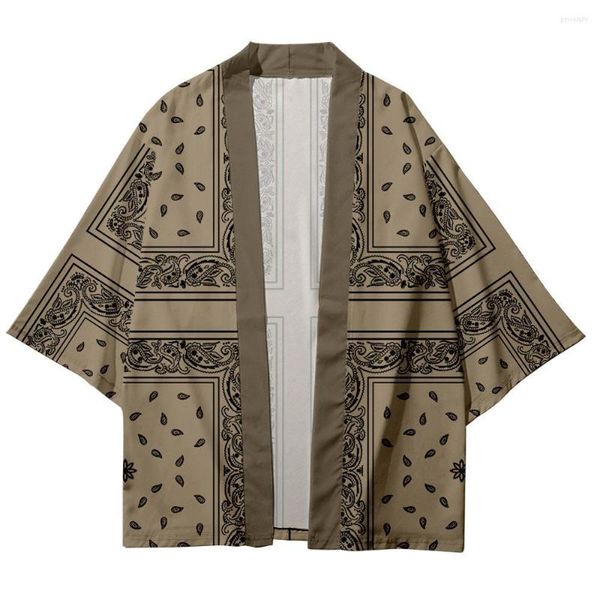 Ropa étnica Estilo japonés Kimono para adultos Top Vintage Estampado de flores Camisa Asiática Yukata Kimonos Haori Cardigan Oversize Unisex Samurai