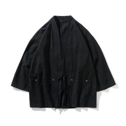 Vêtements ethniques Style japonais mode hommes rétro Cardigan samouraï Kimono Haori japon guerrier Yukata Obi asiatique manteau adulte