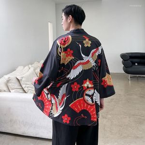 Etnische kleding Japanse stijl print Kimono Cardigan Men Harajuku vrouwen zomer yukata vrouwelijk streetwear traditionele haori v2221
