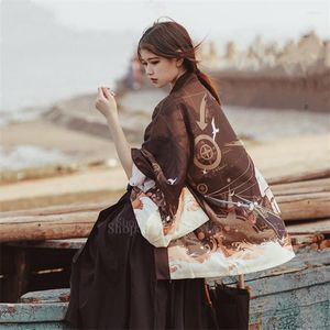 Vêtements ethniques Style japonais femmes Kimono Haori Anime imprimé été plage Streetwear adulte décontracté crème solaire Yukata manteau chemisier chemise