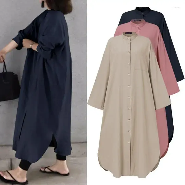 Ropa étnica Estilo japonés Kimono de mujer Cárdigan de algodón Cuello de soporte Media longitud Vestido de mujer suelto Color sólido 2024 Moda Robe Mujer