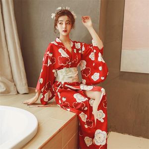 Vêtements ethniques japonais traditionnel Kimono Yukata pour femme Sexy Floral imprimé soirée robe de soirée Obi Pography élégant Sakura Cosplay