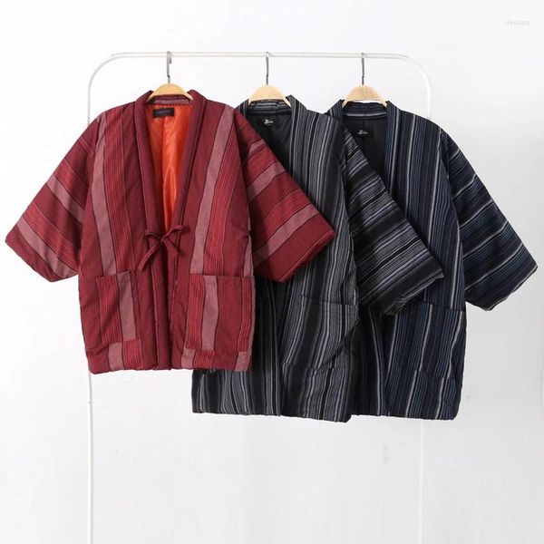 Vêtements ethniques Japonais Traditionnel Kimono Hanten Femmes Coton Manteau d'hiver Causal Lâche Chaud Home Wear Couple Veste épaisse Hommes Pardessus