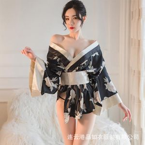 Vêtements ethniques Style traditionnel japonais Kimono sexy pour femmes Obi Pyjamas Yukata Robe brodée Imprimer Dormir manches trois-quarts Su
