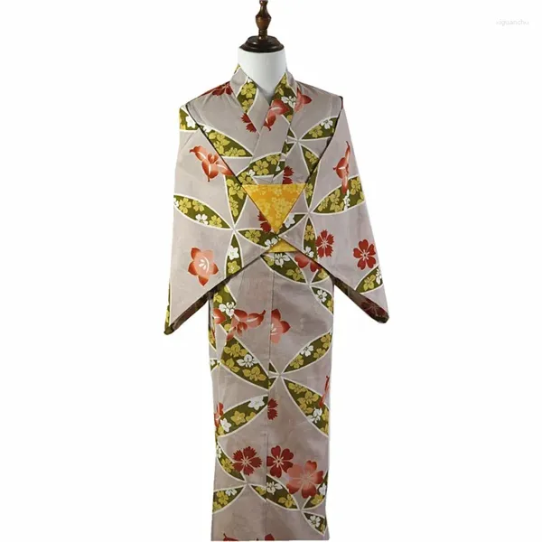 Vêtements ethniques Japonais Style traditionnel Kimono Yukata Printde Femelle Importé Coton Texture Tir Po Kimonoe Robe