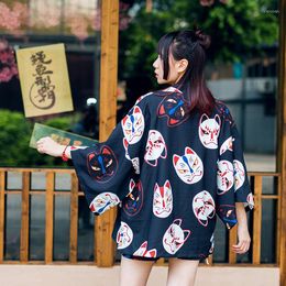 Vêtements ethniques Japonais Femmes Kimono Tops Chemise Lâche Imprimer Haori Yukata Cardigan Sexy Geisha Cosplay Costume Casual Streetwear Party